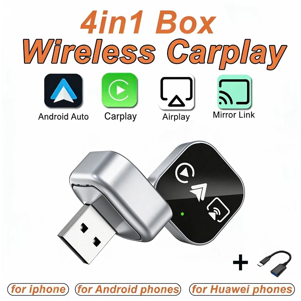 CarRocket Intelligente Autosysteme 4-in-1 Kabelloser CarPlay-Adapter Android Auto für eingebautes CarPlay passend für VW FAIT