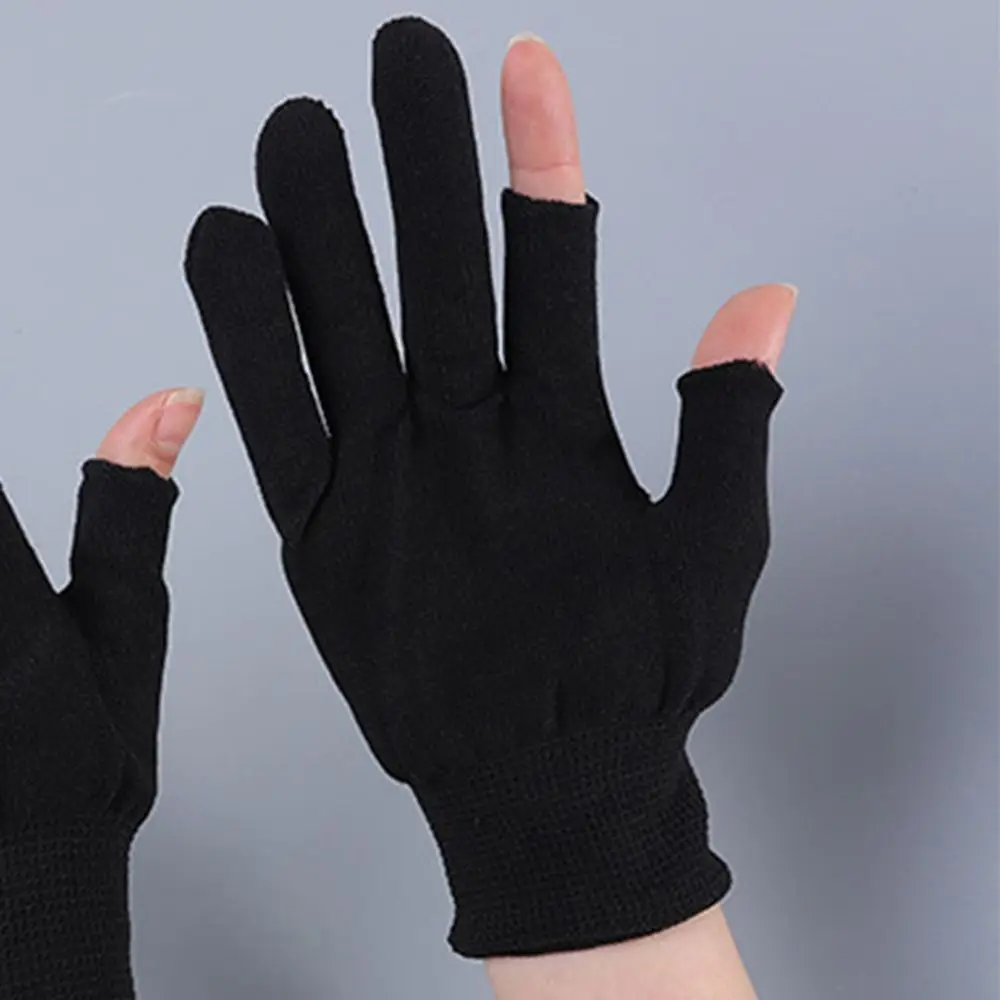 

Three Fingers Fingerless Sun Protection Solid Color Show Two Fingers Touch Screen Gloves Anti-skid Mittens Men Nylon Gloves