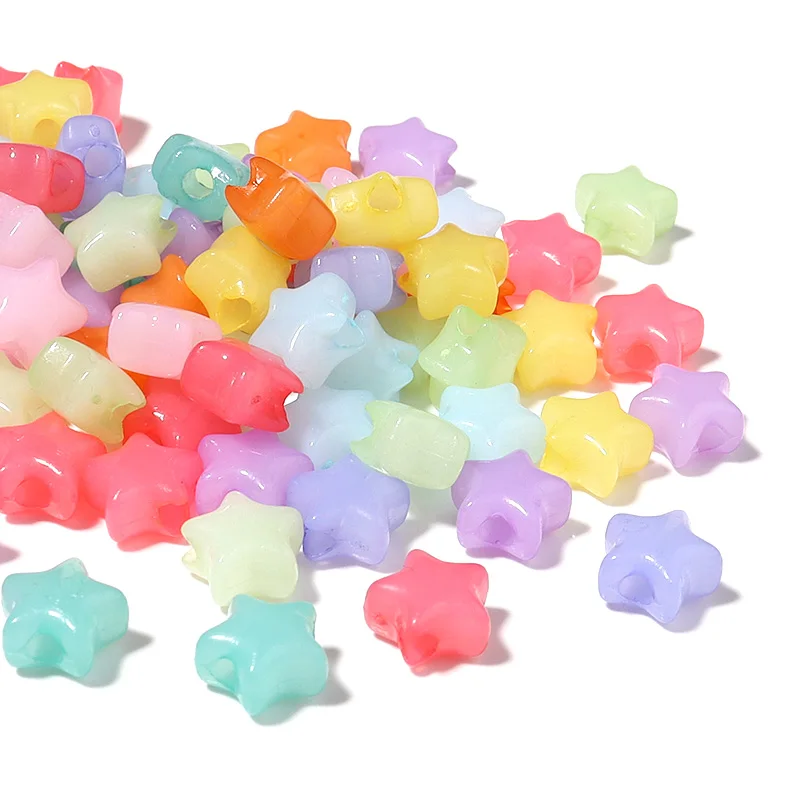 100-500pcs Jelly Color Acrylic Heart Shaped Beads Star Big Hole Loose Spaced Beads For DIY Bracelet Necklace Jewelry  Supplies