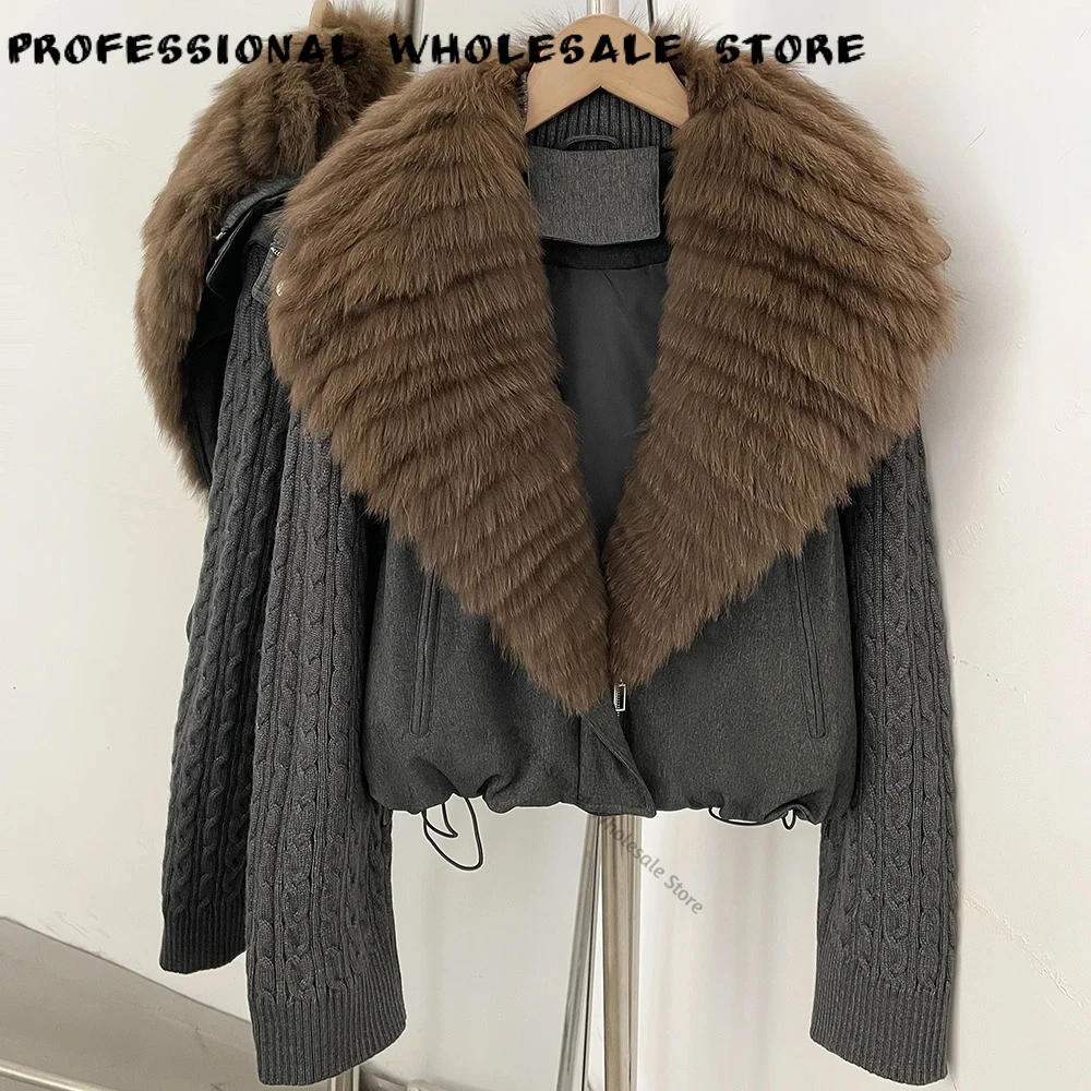 Women's Winter Down Jacket With Natural Fur Collar Warm Cold Weather Puffer Coat Windproof Outdoor Winter Outerwear For Women