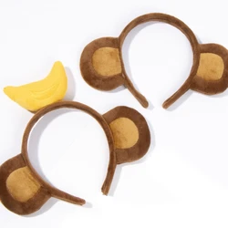 Cartoon Animal Headbands Soft Faux Plush Monkey Ears Hairband Funny Banana Hair Hoop Creatures Theme Party Costume