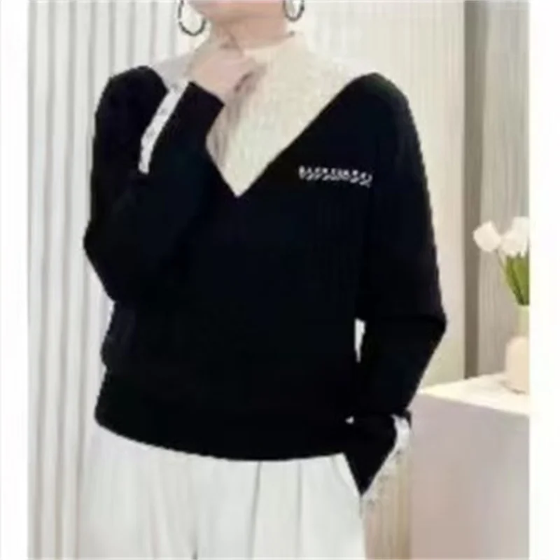 女性用 Y2K ニットセット ツーピース 長袖 ルーズフィット 若見え ベースレイヤー セーター 秋冬