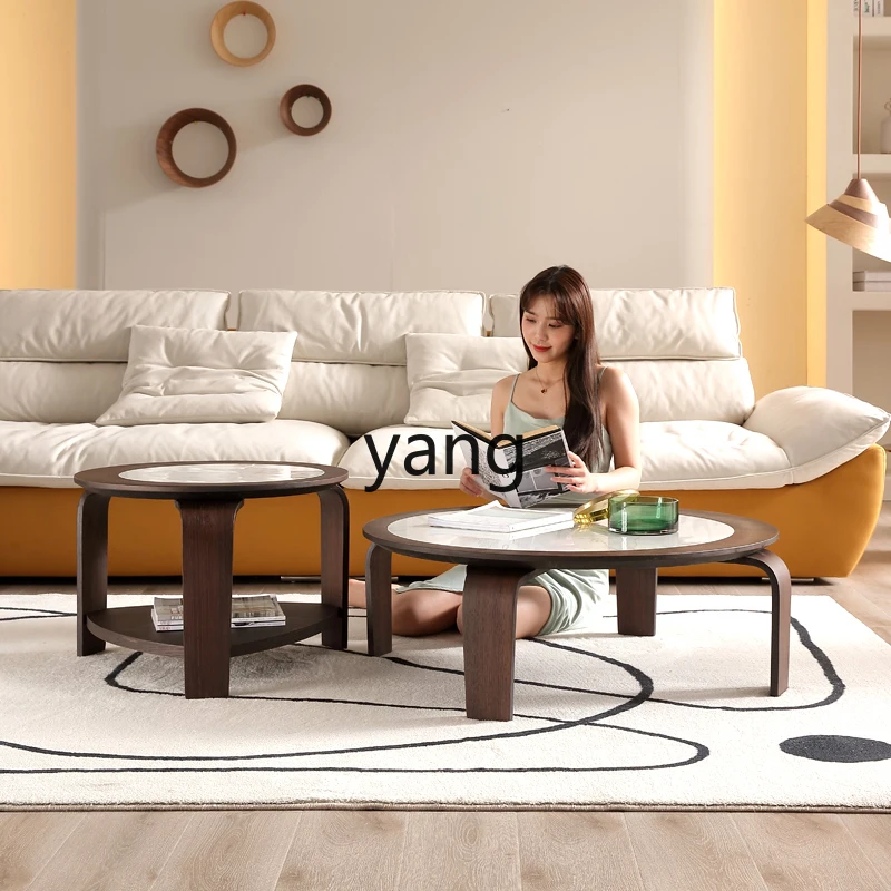 طاولة قهوة من الخشب الصلب LH، شقة صغيرة، بلاطة صخرية، طاولة قهوة عالية ومنخفضة، مجموعة غرفة المعيشة المنزلية #2