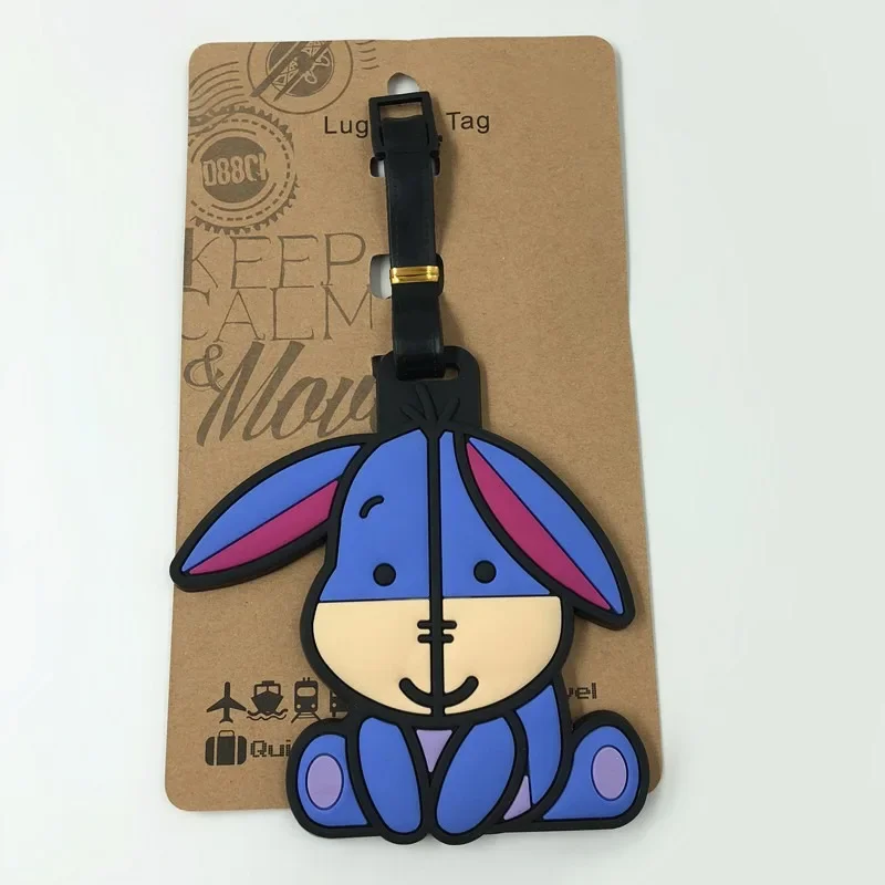 Disney Winnie The Pooh Eeyore Travel Luggage Tag Cute Travel Accessories Silica Gel Suitcase Tag Name Id Holder Boarding Bag Tag