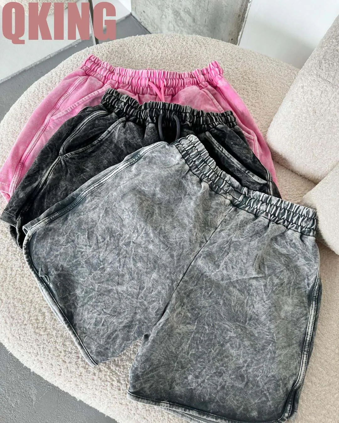 

Sexy Wash Distress Outdoor Sport Loose Shorts Y2K High Waist Drawstring Elasticity Pure Cotton Casual Pants