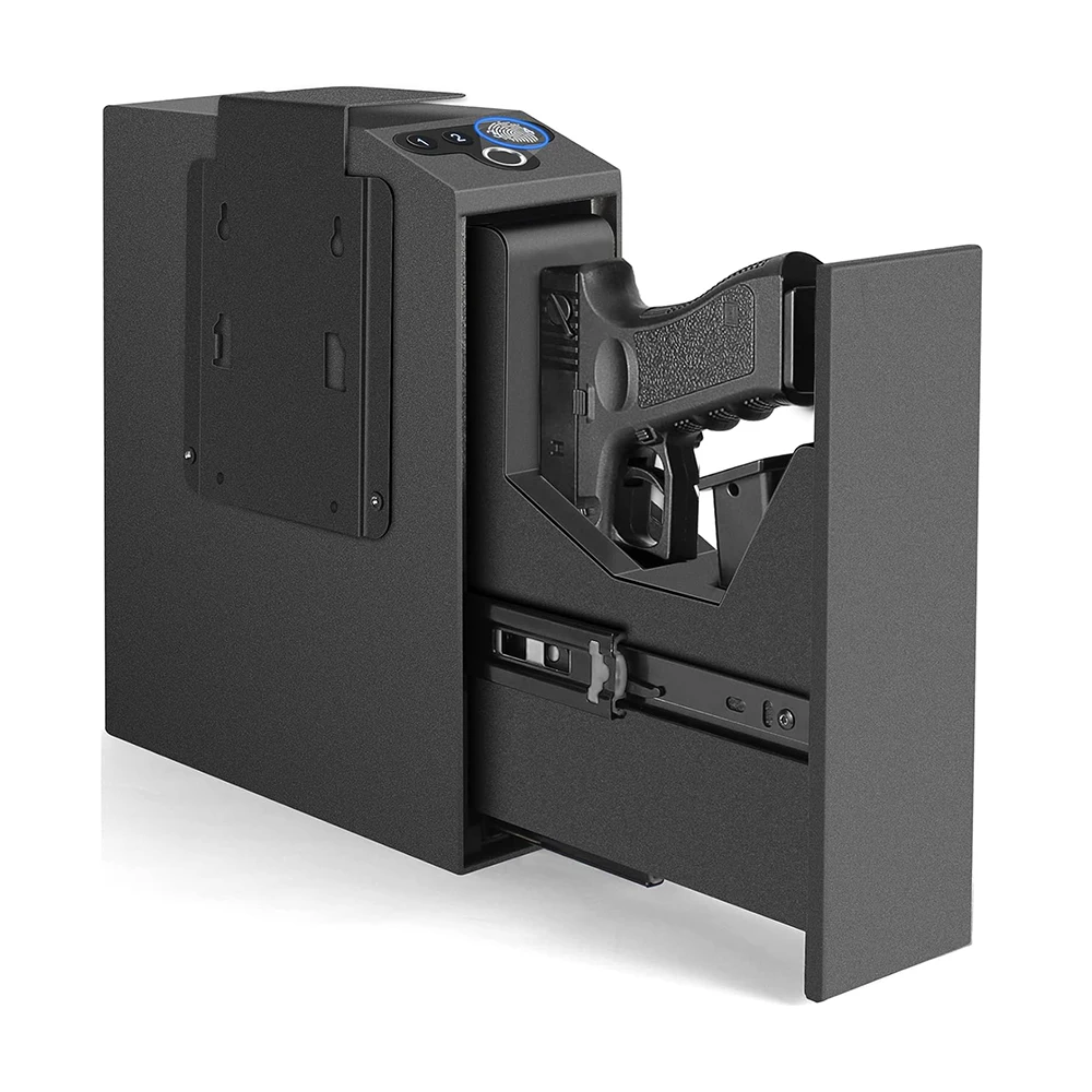 Biometric Slider Handgun Gun Safe ,Truck - Auto Sliding Door Hand Gun Safe for Pistol -with Fingerprint, PIN Code, KEY Access