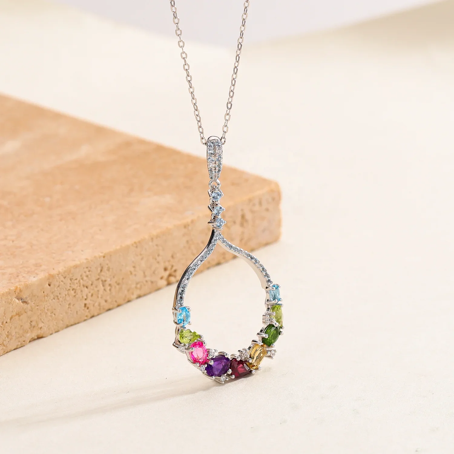 W0490 Abiding Reasonable Price Jewelry S925 Sterling Silver Mix Gemstone Drop Earrings Pendant Necklace Gift For Gift