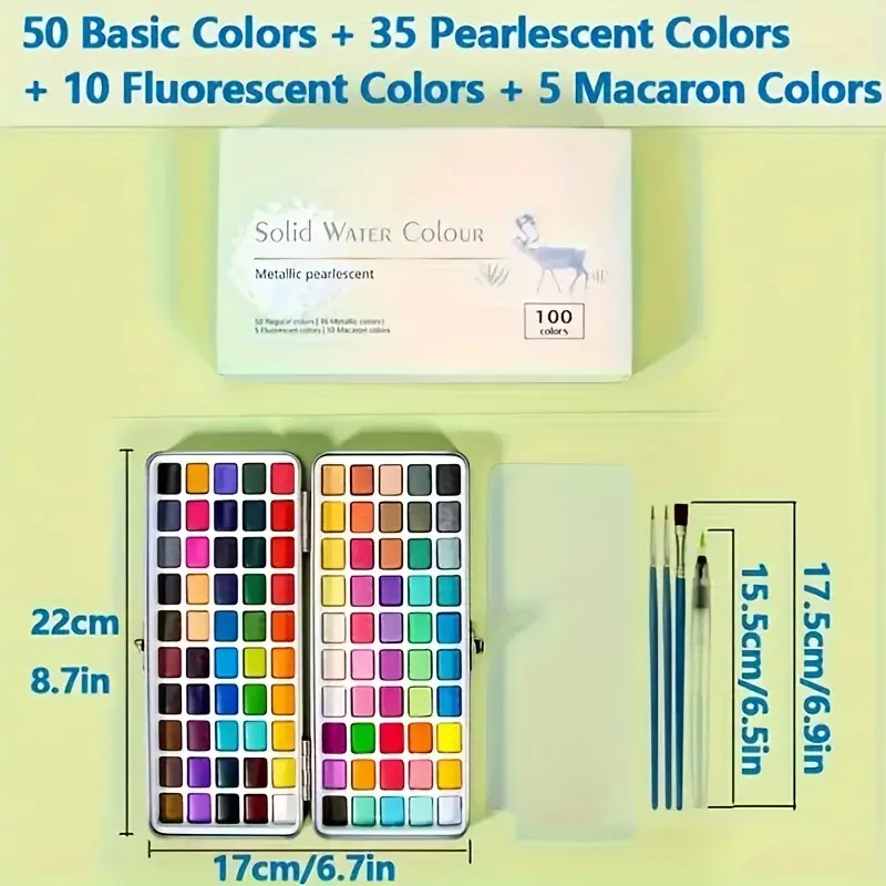 Deluxe 50/100/168-Color Watercolor Paint Set with Brushes & Pencils - Washable, Vibrant Art Supplies for Adults