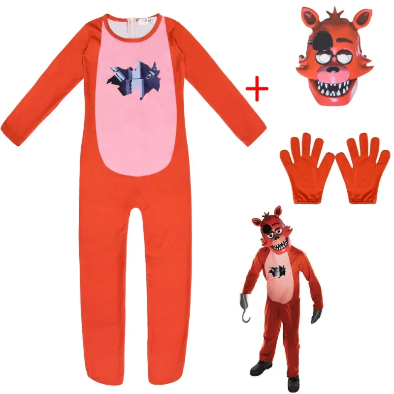 Costume d\'Halloween à manches longues pour enfants, combinaison Freddyed pour cinq nuits, cosplay cauchemar Bonnie, cadeau de Noël