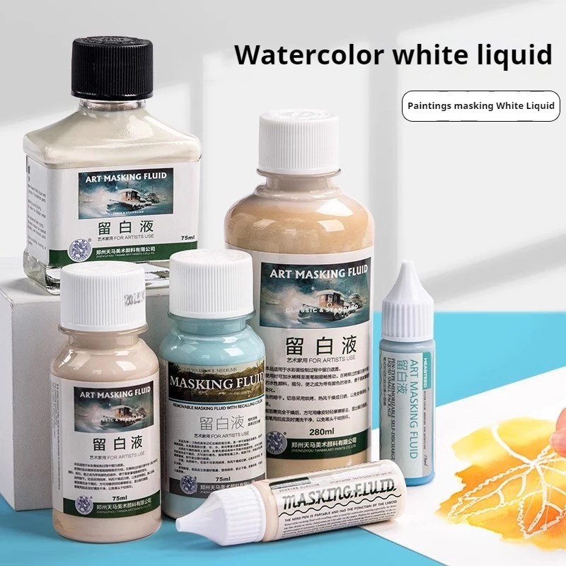 Imagem -01 - Fluido de Máscara de Arte com Tampa de Pigmento Branco Papelaria Líquida Garrafa de Pintura de Aquarela Material Escolar e de Escritório 18 ml 30 ml 75 ml fluido de mascara de arte com tampa de pigmento branco papelaria liquida garrafa de pintura de aquarela material escolar e de escritorio 18 ml 30 ml 75 ml 01