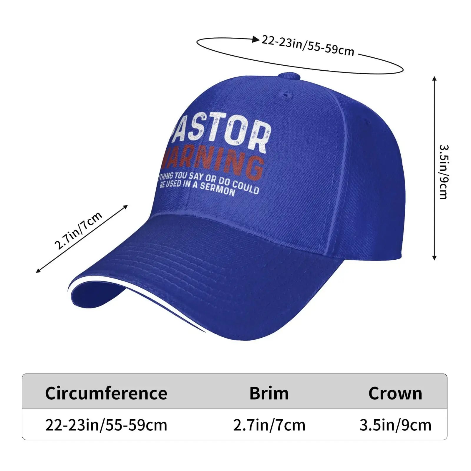 Pastor Warning Printed Baseball Hats Casual Cotton Sandwich Cap Perfect for Outdoor Activities