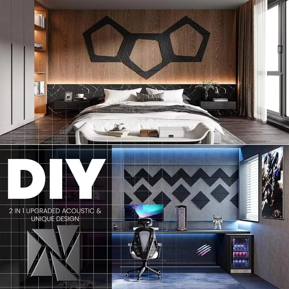 Square Acoustic Felt Panels Self Adhesive DIY Shape Soundproof Background Decor Wall Stickers To Absorb Noise Eliminate Echoes