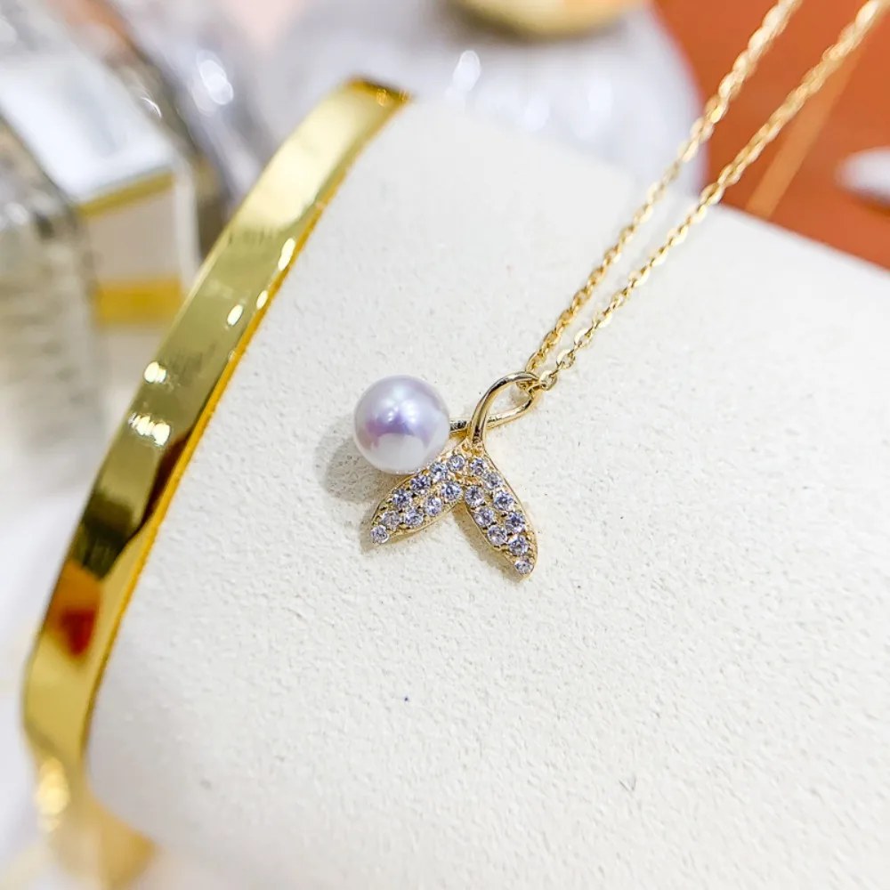 

3 шт., аксессуары из жемчуга «сделай сам», серебряный кулон 925 пробы, пустой держатель, подвеска «рыбий хвост», золотого, серебряного ожерелья, с круглыми бусинами 5-7 мм