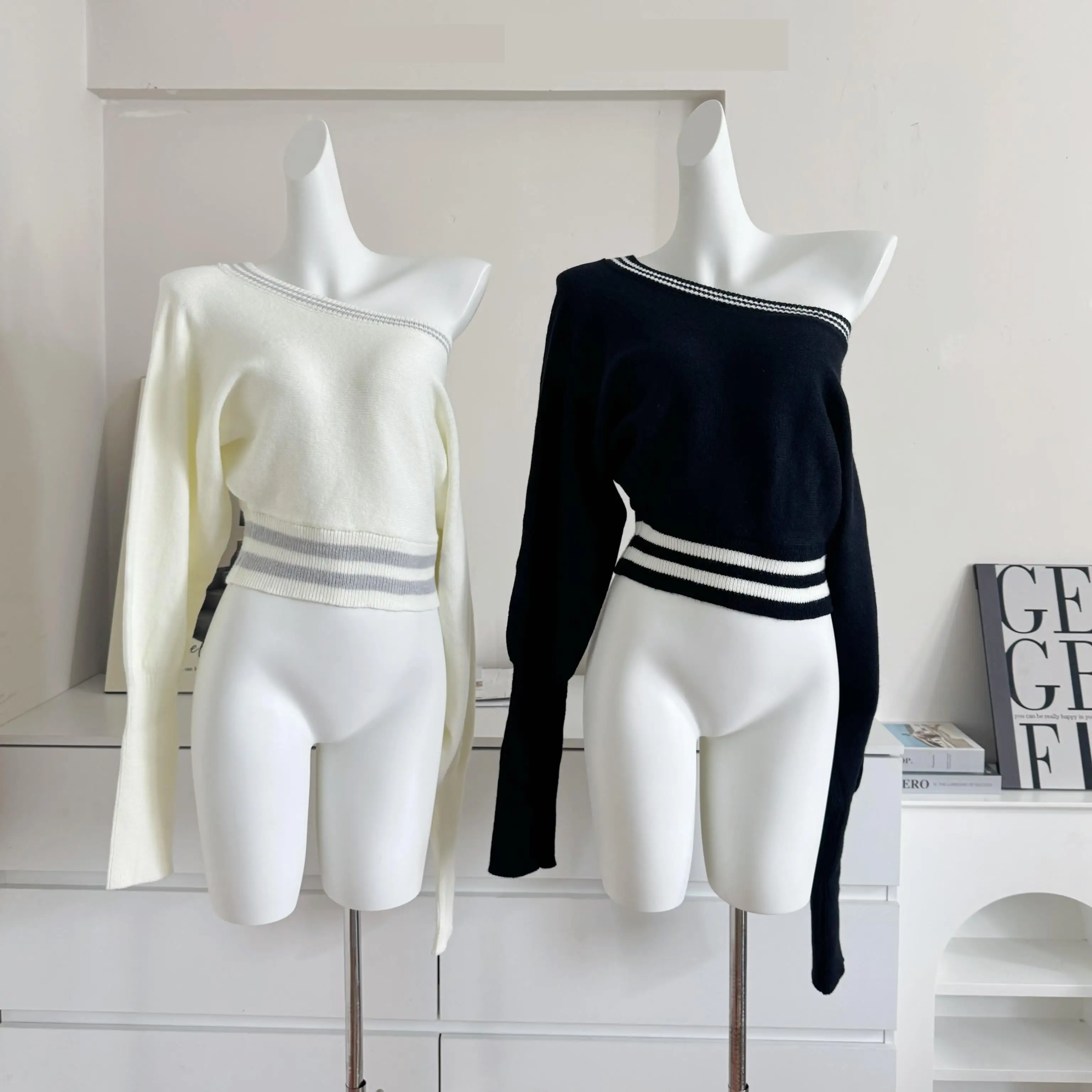 

Женский осенне-зимний пуловер с разрезом на шее и длинными рукавами, короткий свитер, женский повседневный мягкий свободный джемпер с рукавами-фонариками, топ