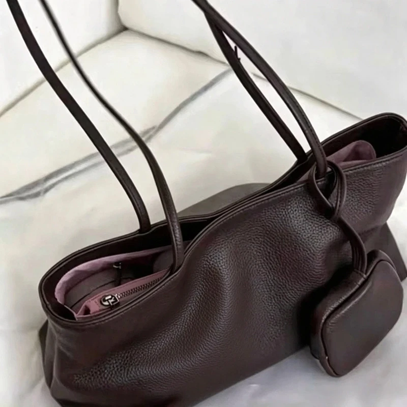 Luxury PU Leather Tote Bag With Small Bag,large Capacity Commute Underarm Bag Casual Black Shoulder Bag For Shopping Travel