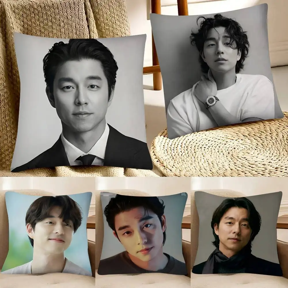 Koreanischer Schauspieler Gong Yoo Kissenbezug, modischer quadratischer Kissenbezug für Schlafzimmer, Sofa, Zimmer, Ins-Dekoration, Freizeit