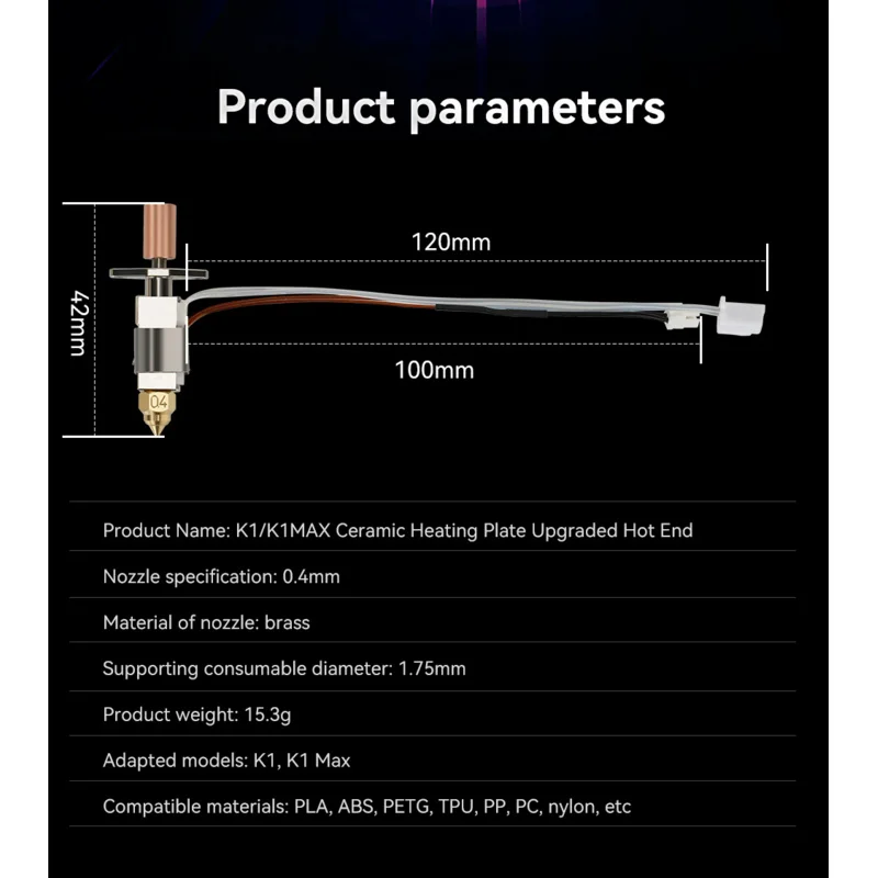 Hotend Updated KIT For Creality K1 Max 550°C High Temperature for 3D Printer Ceramic Heating Block Kit