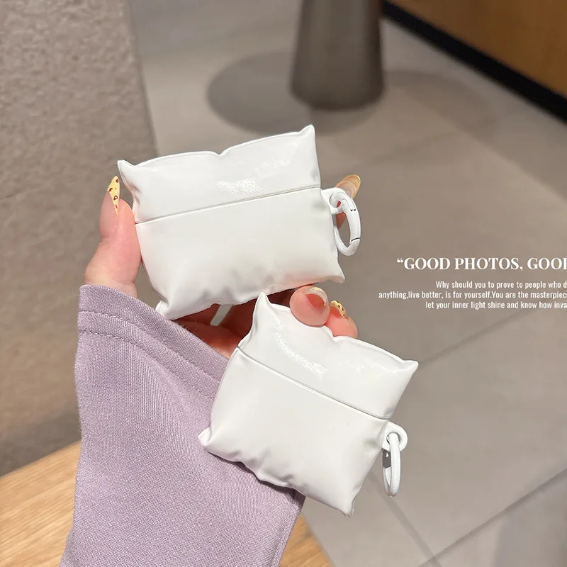 

Creative White Pillow for Airpods Pro2 Protective Case for Apple 2/3/4 Generation Bluetooth Earphones Silicone Soft Shell
