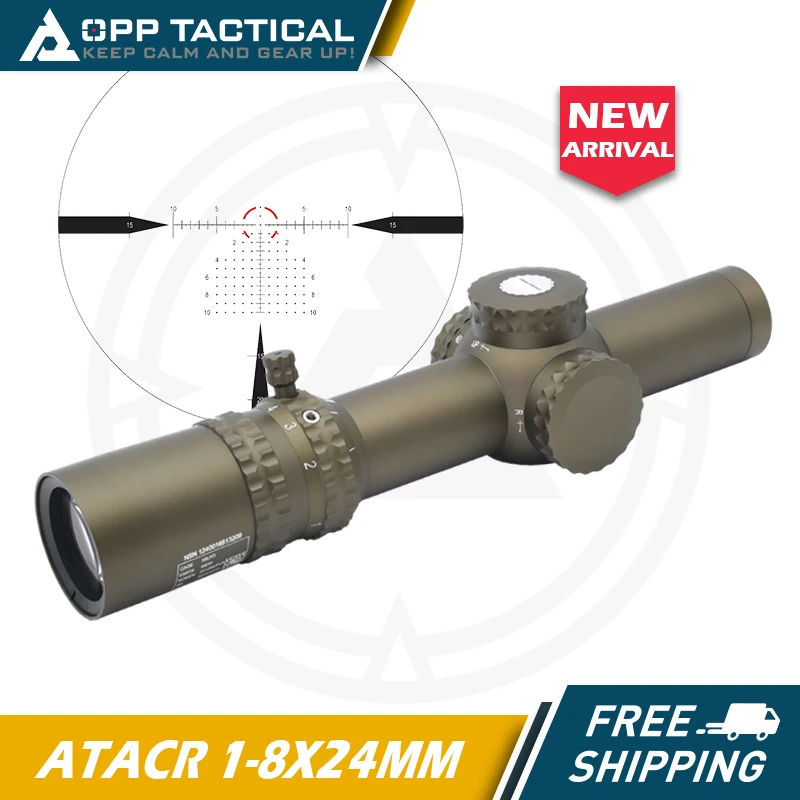 

Tactical Rifle Hunting Sight Nitrogen Filled Full Optics Spotting Scope ATACR 1-8X24mm First Focal Plane LPVO Mil Spec Ver.