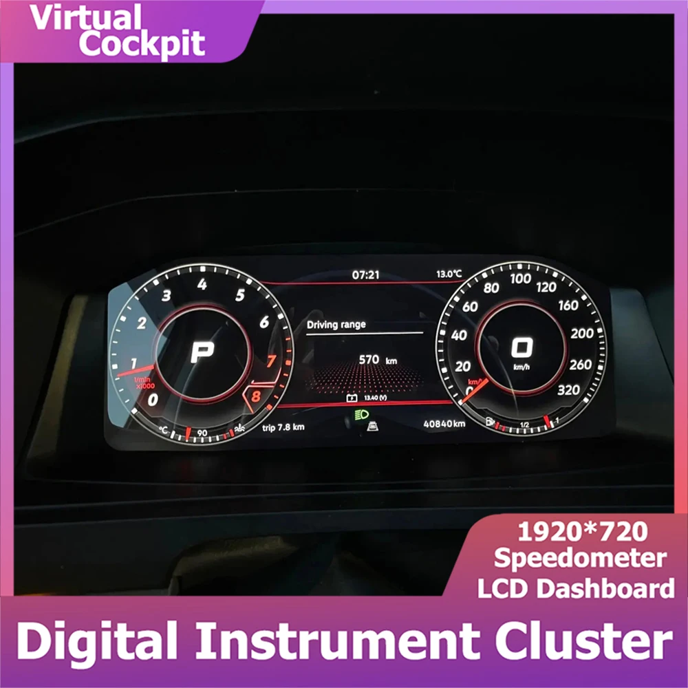 12.3'Digital Gauge For VW Transporter T5 T6 Van Virtual Cockpit LCD Panel Instrument Cluster Speedometer Dashboard Odometer HDMI