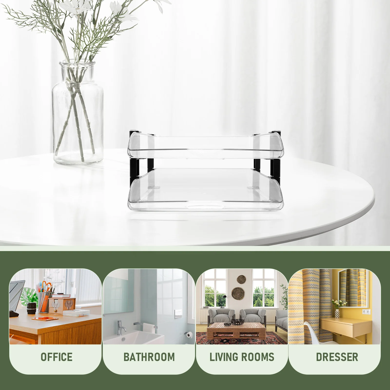 

Desktop Storage Rack Transparent File Organizer for Documents Papers Magazines Office Home Use Large Capacity Space Saving