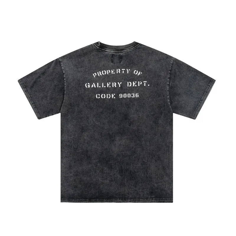 GALLERY DEPT High Street old wash water print letter short sleeve loose retro cotton T-shirt