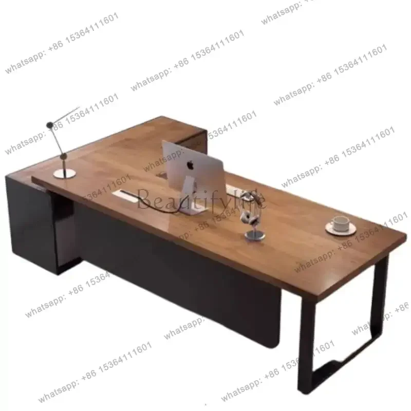 YJ Wooden Designer Executive Office Desk Strong Brown Luxury Standing Computer Desks Modern Large Scrivania Office Furniture