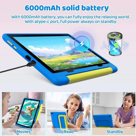 Tablet Kid Newest Kid Tablet Android16 Tablet for Kids 10 inch 20GB+64GB 6000mAh with Case 1TB Expand for Toddler Children Parental Control