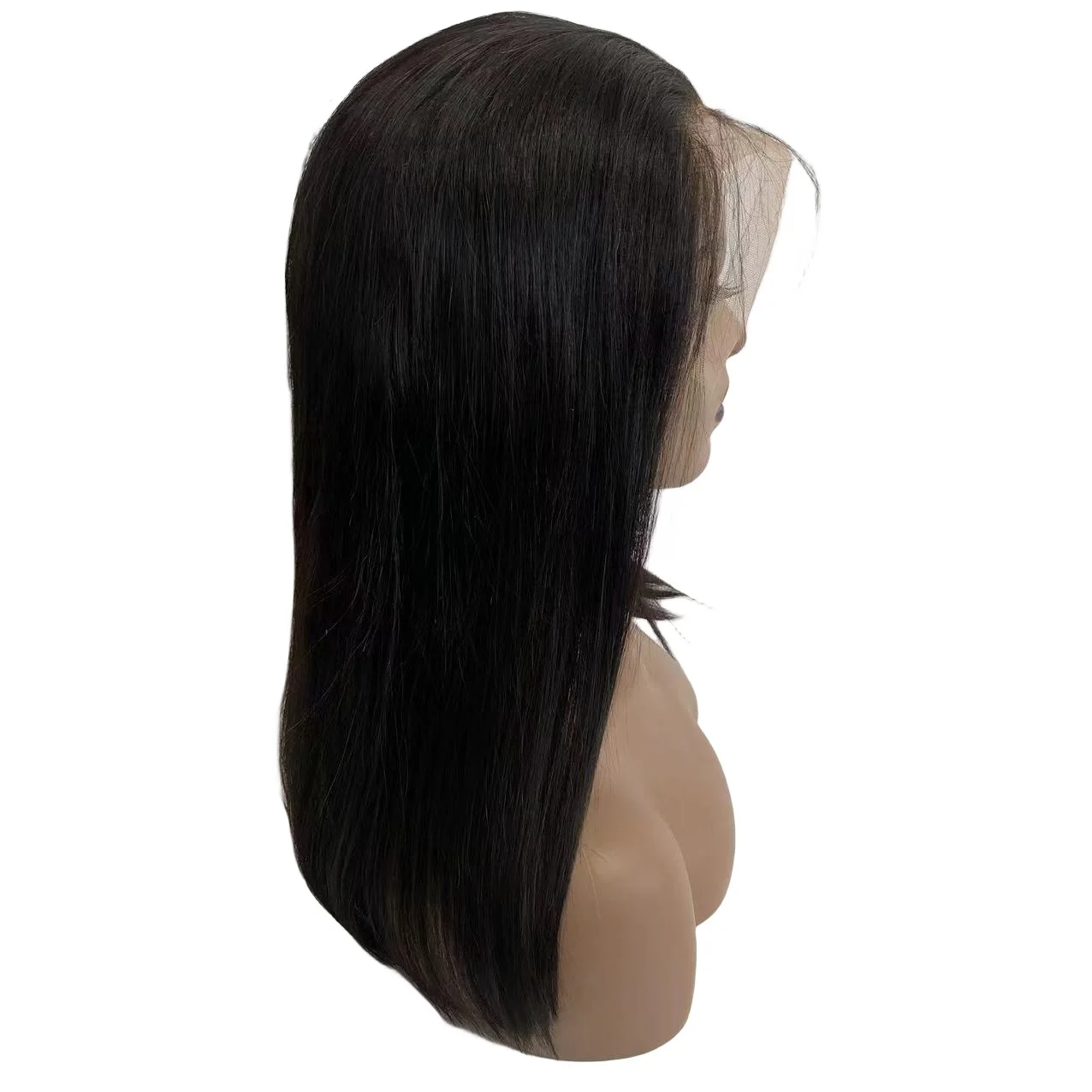 Peruca de cabelo humano virgem brasileira para mulheres negras, sedoso, estilo Bob, cor natural, densidade 150%, peruca dianteira 13x4 com renda