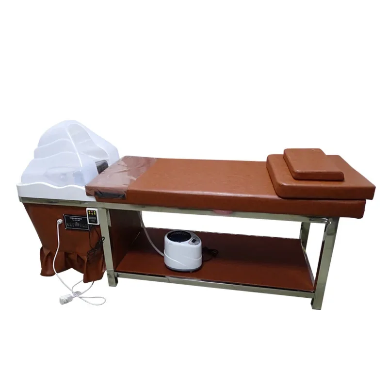 Shampoo massage bed constant temperature water cycle fumigation integrated head treatment bed mobile water storage type