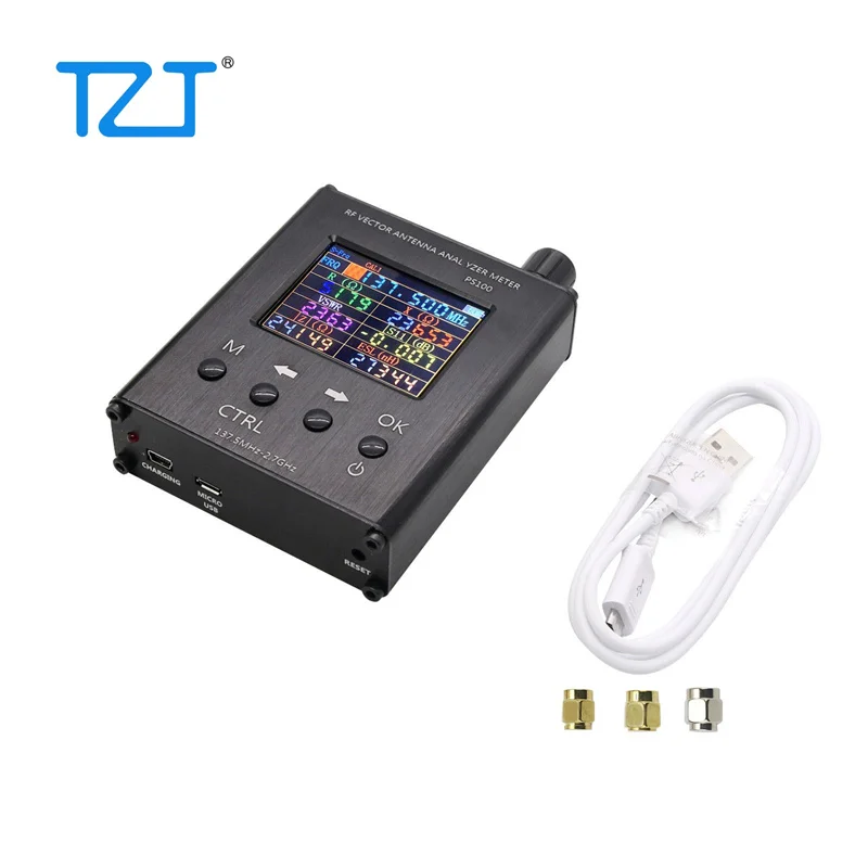 TZT N1201SA+ 35MHz - 2.7GHz UV RF Antenna Analyzer SWR Meter Tester with Aluminum Alloy Shell PS100/PS200