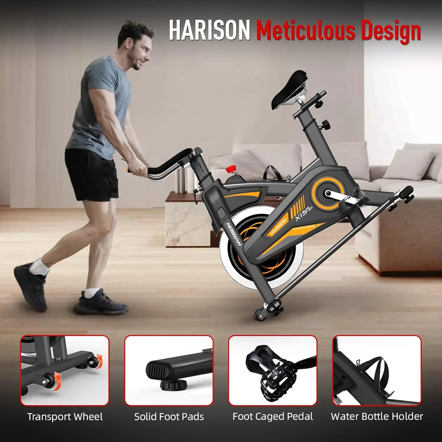 Magnetic/Brake Pad Exercise Bike with Bluetooth, Stationary Bikes for Home with Tablet Holder & Comfortable Seat Cushion