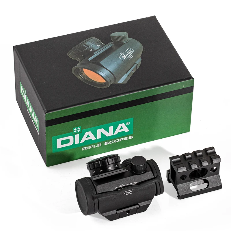 

Прицел DIANA 1x22 Red Dot Sight 4 MOA, маленький прицел с красной точкой и 1-дюймовым креплением для страйкбола, охотничьим аксессуаром