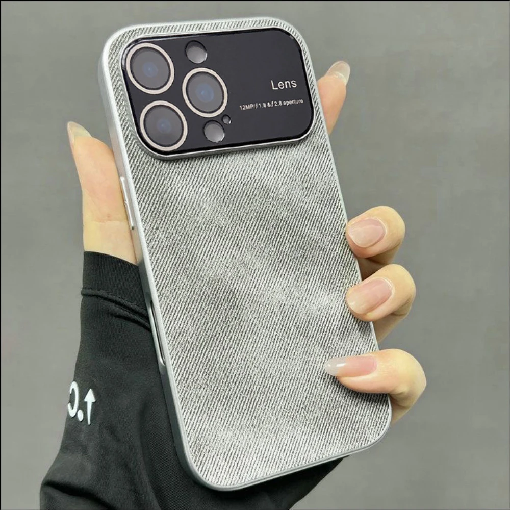 Retro Vintage Cowboy Stoff Große Fenster Fall Für iPhone 17 Air 16 15 14 13 Pro Max Luxus Überzug Glas kamera Stoßstange Funda