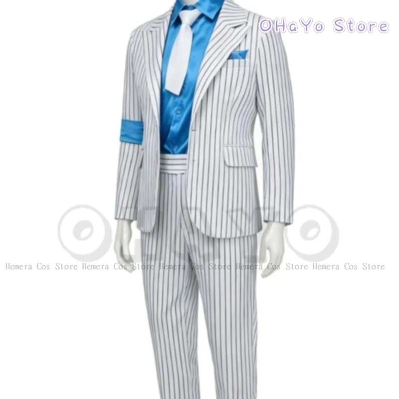 Hallow Cosutmes 110-2XL Halloween Mj Jackson Costume Dancer Singer Stage Outfits Pop Superstar White Striped S
