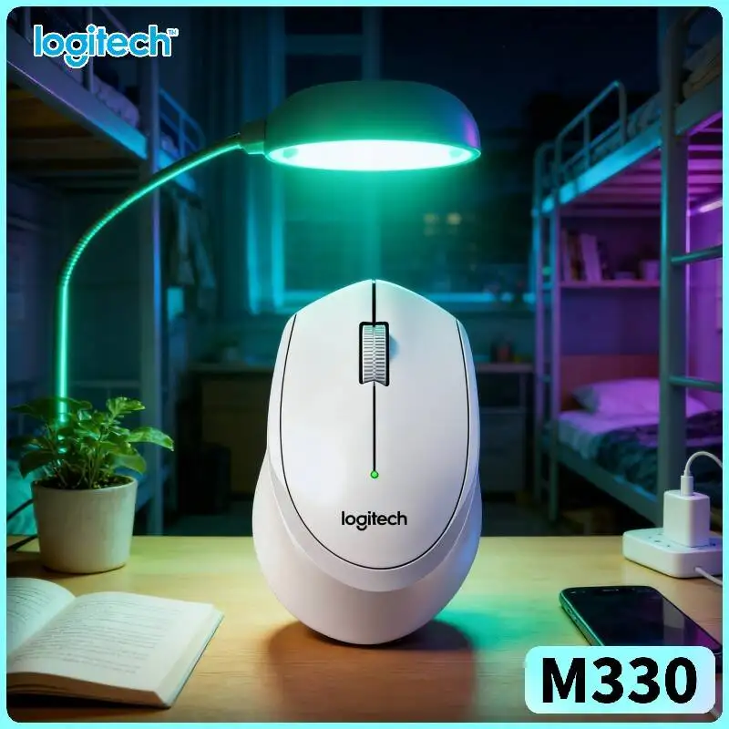 Logitech M330 Ergonomic Wireless Mouse 2.4GHz Silent Click USB Nano Receiver Firm Scroll for Windows Mac Linux PC Pad