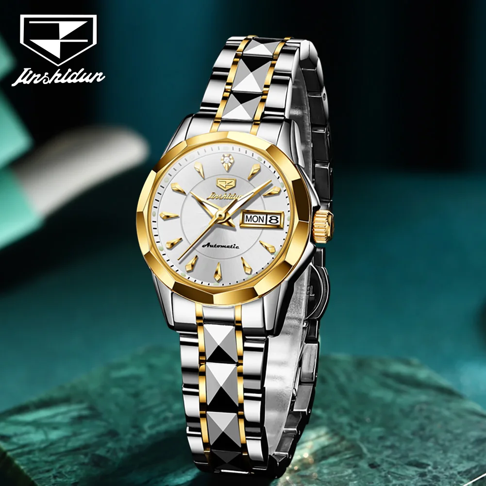 JSDUN Top Brand Women\'s Watches Fashion Fully Automatic Mechanical Watch for Lady Versatile Waterproof Tungsten Steel Wristwatch