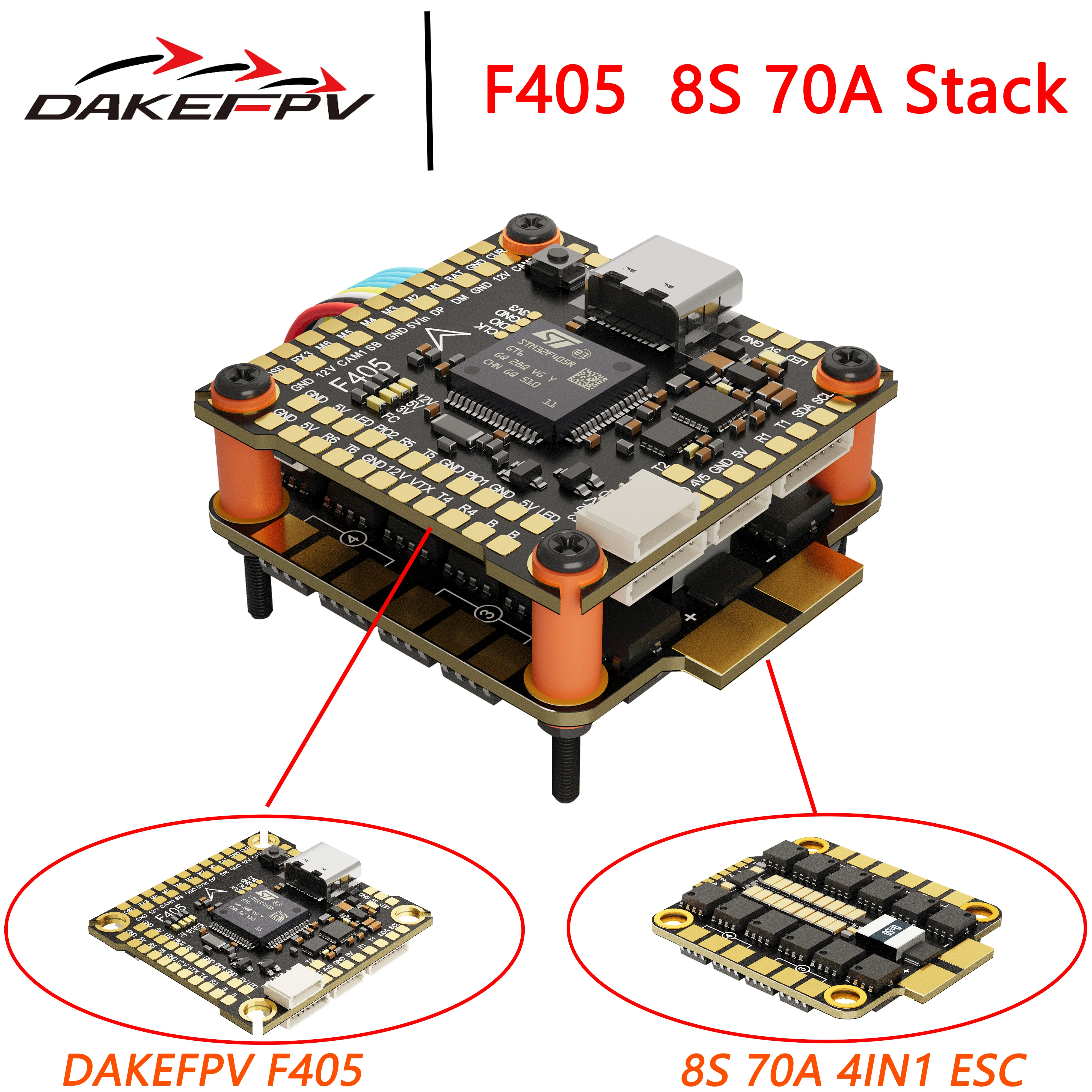 DAKEFPV F405 V3 التحكم في الطيران FC 3-8S 60A 70A ESC F405 STACK 30.5x30.5 مللي متر ICM42688 الدوران للتحكم عن بعد FPV سباق بدون طيار