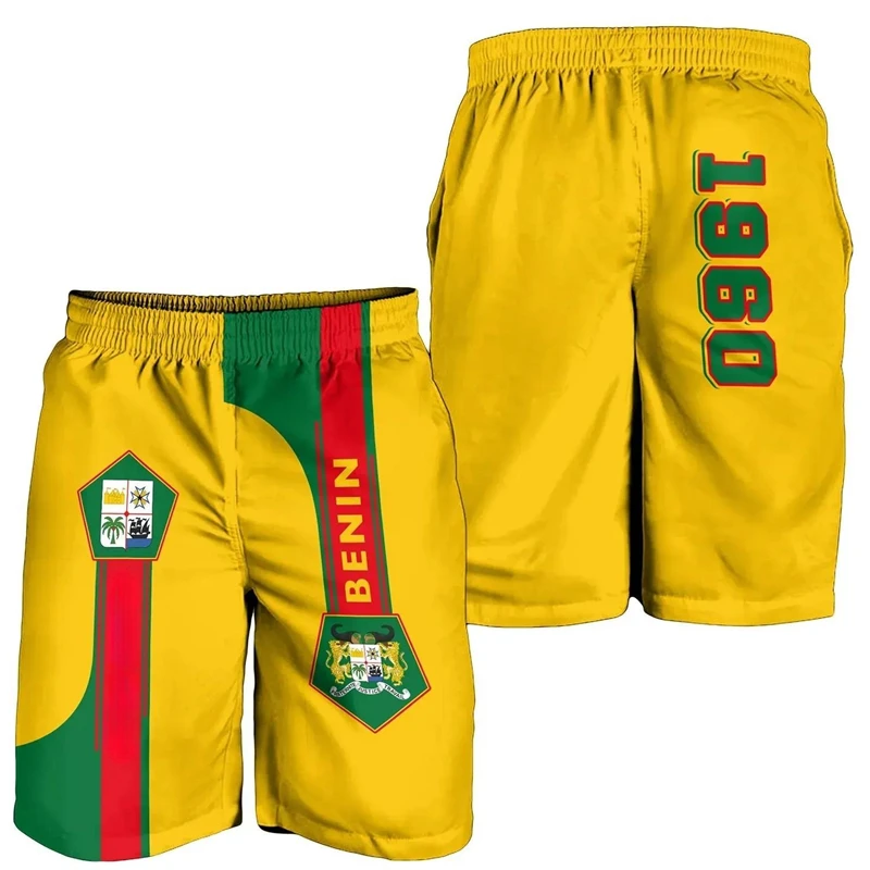 Benin Vlag Kaart 3d Geprint Strand Shorts Hawaiian Boy Trunks Nationale Embleem Korte Broek Voor Mannen Kleding Afrika Country Broek