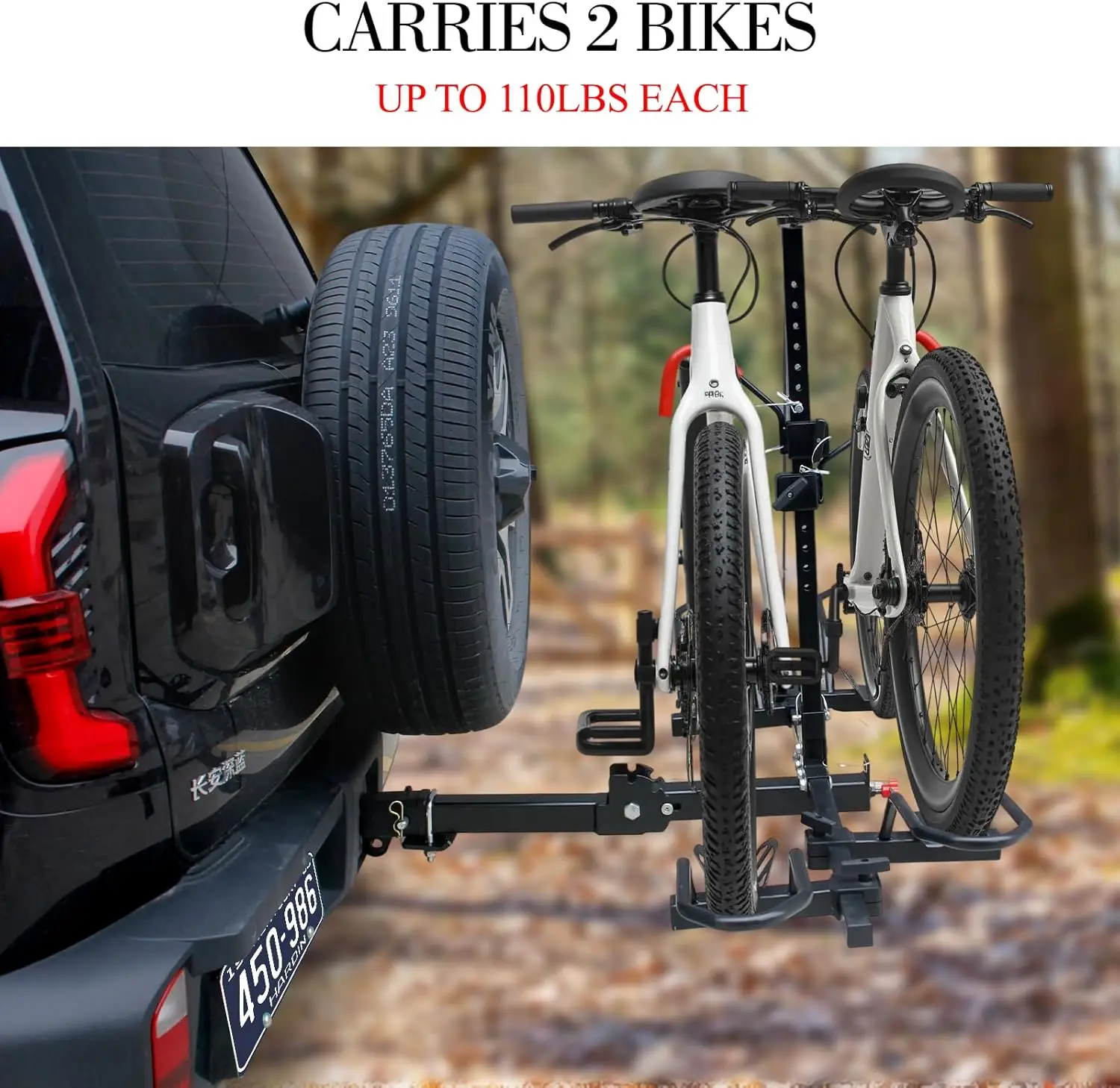 2-Bike Platform Hitch Mount Rack Folding Car Truck SUV Bicycle Carrier Compatible with Electric & MTB 220 Lbs Capacity