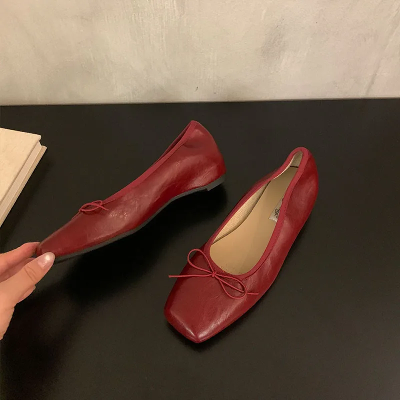 Modische Ballerinas für Damen, höhenverstärkende Slip-On-Schuhe, flache Damenschuhe mit Schleifenknoten, neue Frühlings- und Herbstkollektion. – Detail 13