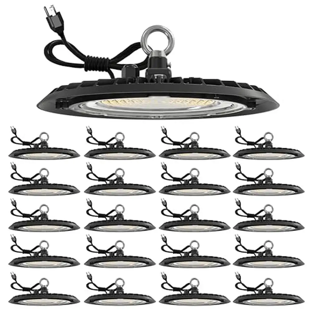 20 Pack UFO High Bay LED Light 150W 19500 LM 6000K Waterproof Aluminum Housing Gymnasium Warehouse Gas Station Plug & Play IP65