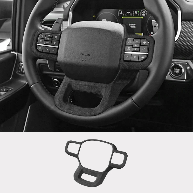 

Изготовлен из алькантары, отделка рамы автомобильного рулевого колеса, декоративный замшевый автомобиль, подходит для Ford Raptor F-150 2022 2023, автомобильные аксессуары