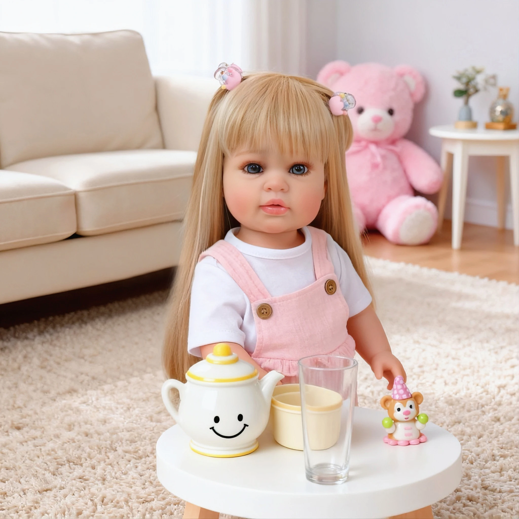 NPK 22 Zoll Neugeborene Reborn Puppe Weiches Silikon Vinyl Ganzkörper Kleinkind Mädchen Ellie Princess Lebensechtes echtes Baby mit langem Perückenhaar