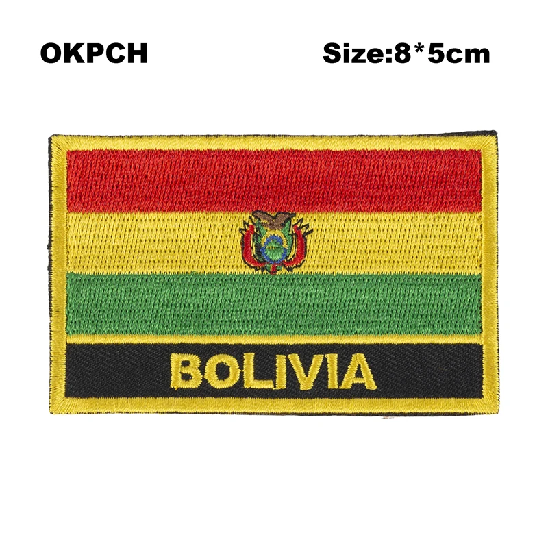 Bolivia Flag Embroidery Patches Iron on Saw on Transfer patches Sewing Applications for Clothes in Home&Garden