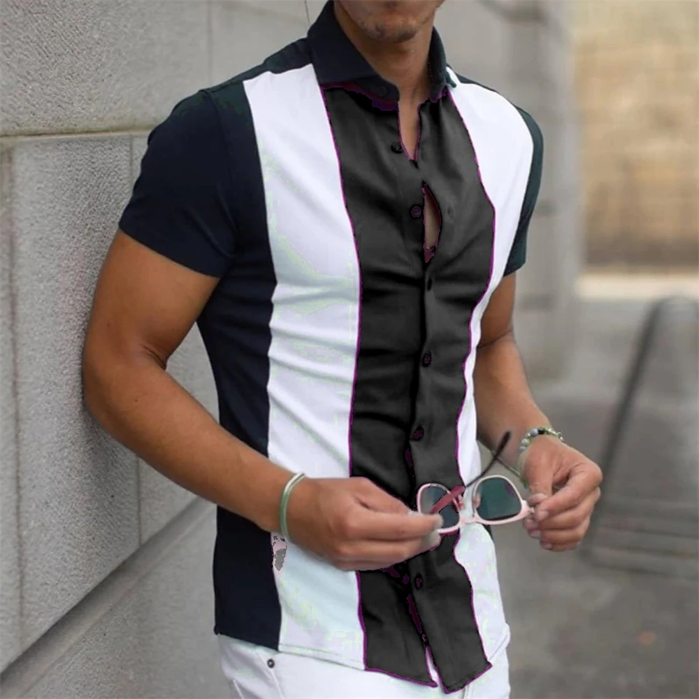 Striped Fashion Men\'s Shirt Casual Vacation Shopping Everyday Home Streetwear 14 Colors XS-5XL