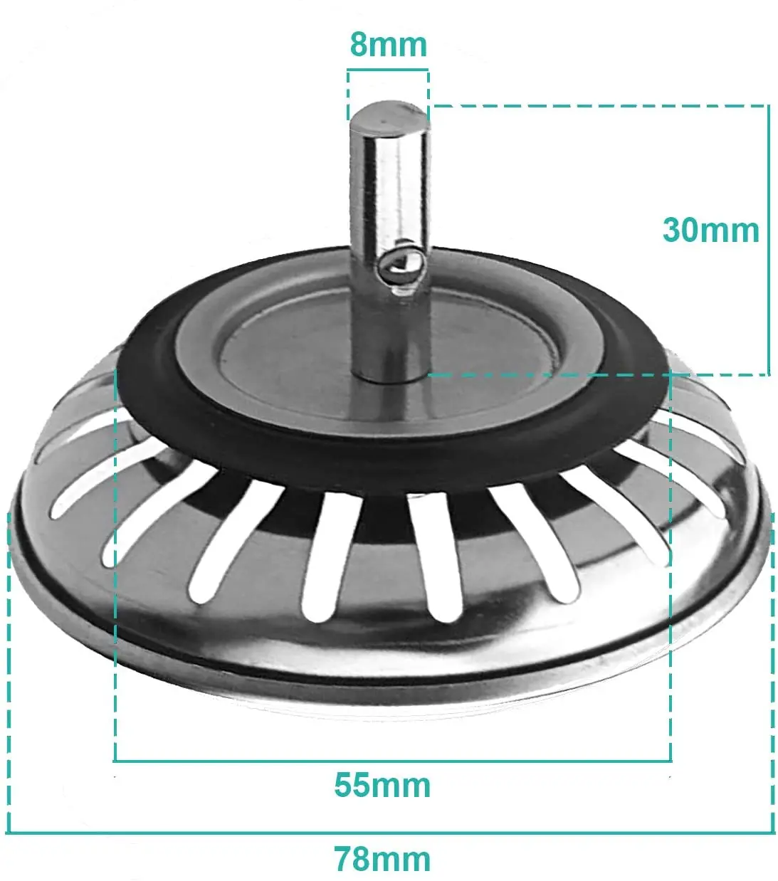 Kitchen Sink Strainer Plug Stainless Steel Thicken for Kitchen Sink, Hole Diameter 78mm Dish Drainers  Mesh Sink Strainer