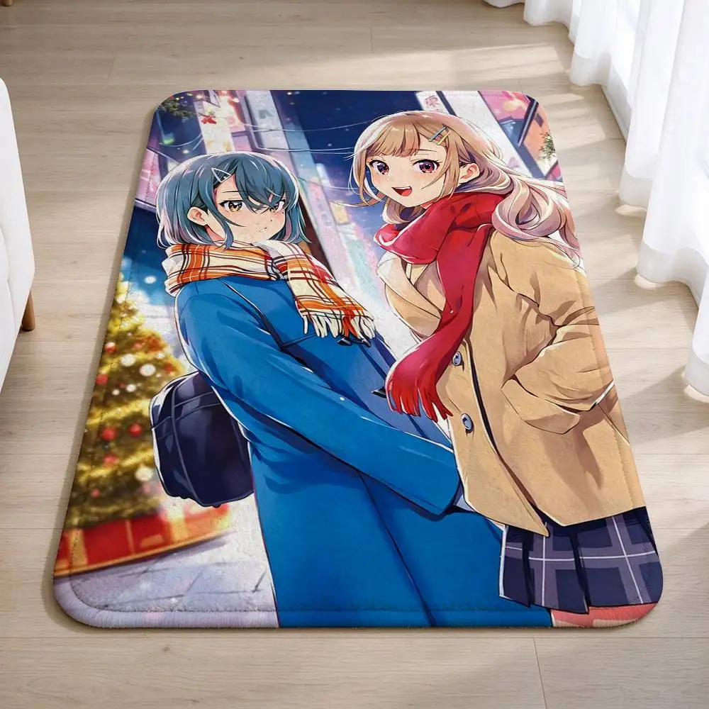 Anime S-Seiyuu Radio-no Uraomote Short Plush Bathroom Door Mat, Hallway Decor Rug, Home Entry Welcome Floor Mat