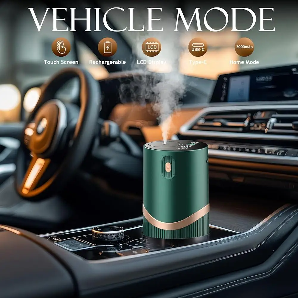 موزع روائح الزيوت العطرية بدون ماء، جهاز عطري محمول قابل لإعادة الشحن، سيارة منزلية، 4 مستويات رذاذ، شاشة LED، عملية هادئة #5