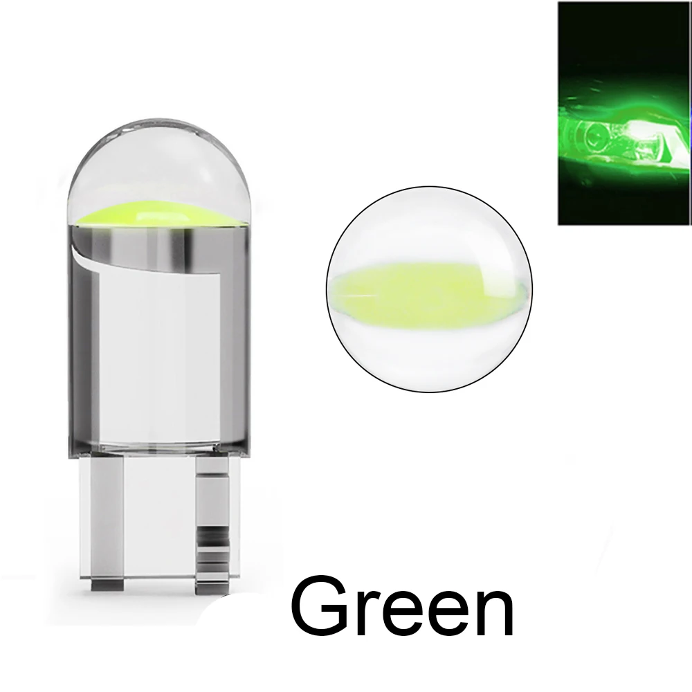 2/10 Stück W5W 194 T10 Glasgehäuse COB LED Autolampe 3000K 6000K Weiß Blau Rot Keilförmige Kennzeichenleuchte Innenraumbeleuchtung